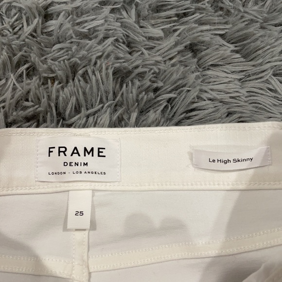 NEW • Frame • Le High Skinny Jeans Blanc White Frayed Hems Women’s 25 High Rise - Picture 5 of 6